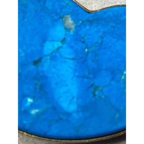 Neva Burba Blue Howlite 14K GP Brooch Vintage 80s Modernist - Picture 6 of 6